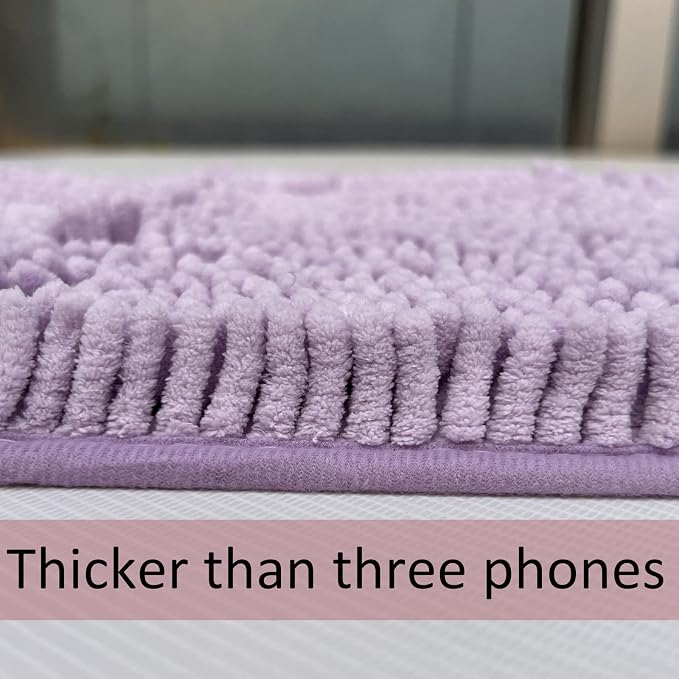 RUN HELIX Chenille Bathroom Rugs - 3 Piece Bath Mats, Non-Slip Luxury Bathroom Runner Rugs, Extra Soft and Absorbent Shaggy Rugs, Washable Dry Plush