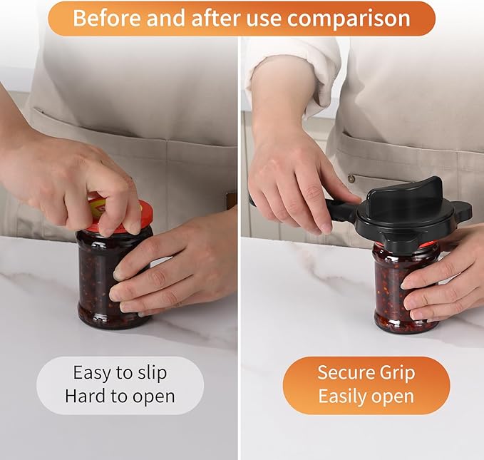 4-in-1 Jar Opener for Seniors with Arthritis – Adjustable Stainless Steel Lid Remover & Can Opener for Weak Hands, Fits All Jar Sizes & Bottle Caps, Makes Opening Easy – Kitchen Must-Have