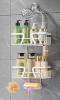 DAOYA White Shower Organizer Hanging - 2 Over The Shower Head Caddies + Soap Dish, Stainless Steel Rust-Free Bath Organizer