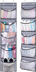 KEETDY Hanging Shelves Over the Door Organizer Storage for Closet with 5 Pockets Organizer for Bedroom Bathroom, 2 Pack（Grey）