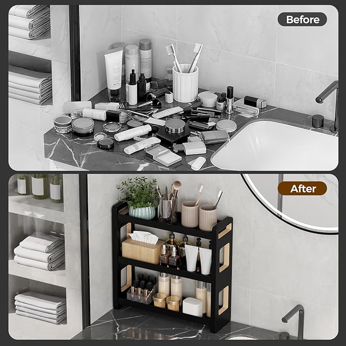 Bathroom Counter Organizer,Bathroom Counter Shelf,Bathroom Organizers,Under Sink Organizer,Cologne Organizer For Men,Cologne Cabinet,Father Day Gift for Dad(Black 3 Tier)