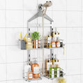 ODesign 2 Tier Height-Adjustable Shower Caddy Hanging Anti-Swing-Over The Shower Head Caddy-Storage Organizer Bathroom Shelves Basket-Silver