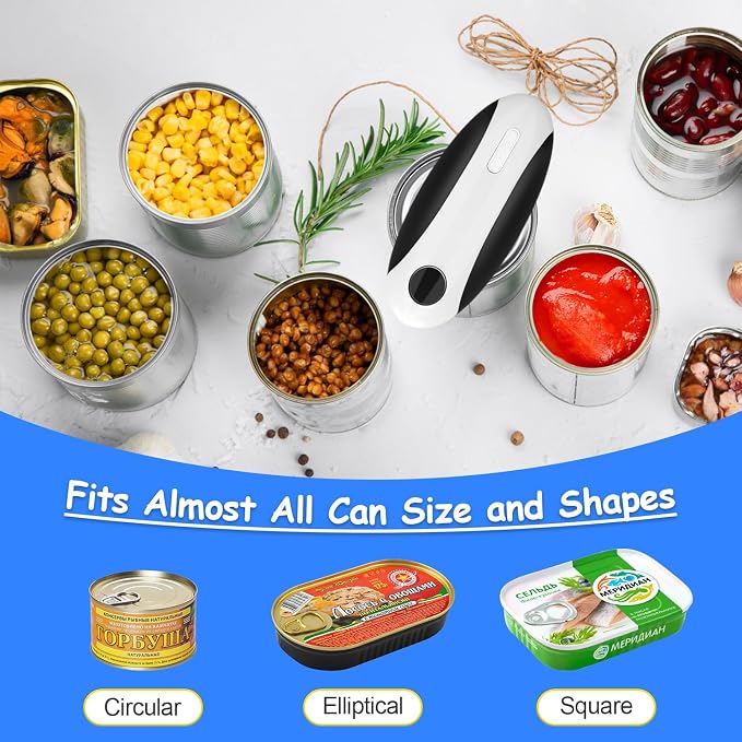 Electric Can Opener, Can Opener Electric Fits All Can Sizes, One Touch USB Rechargeable Electric Can Opener for Kitchen and Seniors with Arthritis, Chef, Automatic Can Opener, Portable Kitchen Gadgets