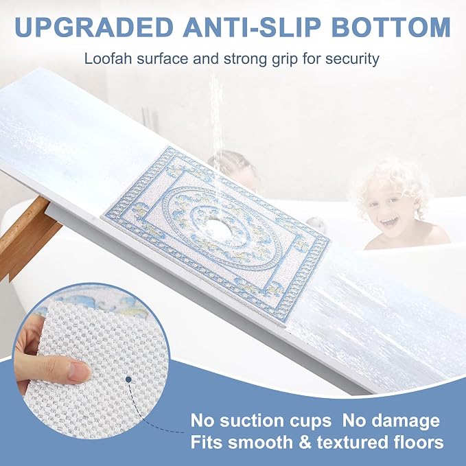 Square Shower Mat Non Slip: 24x24 Inch Extra Large Shower Mats with Drain Hole in Middle -Anti Slip Shower Mats for Inside Shower -Loofah Shower Floor Mat Bath Mat for Shower Stall Bathtub Elderly