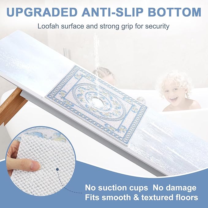 Square Shower Mat Non Slip: 32x32 Inch Extra Large Shower Mats with Drain Hole in Middle -Anti Slip Shower Mats for Inside Shower -Loofah Shower Floor Mat Bath Mat for Shower Stall Bathtub Elderly