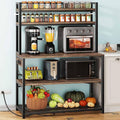 Denkee Large Bakers Rack with Power Outlets, 38 Inch Microwave Stand with Storage, 5-Tier Coffee Bar Stand, Industrial Kitchen Shelf Rack, Rustic Brown