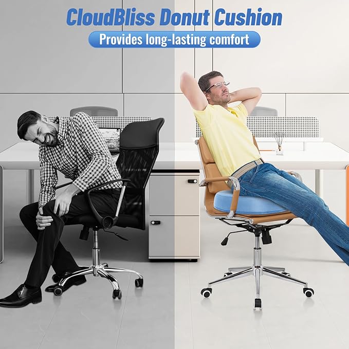 CloudBliss Donut Pillow Stadium Seat Cushion for Tailbone Pain Relief and Hemorrhoids, Memory Foam Seat Chair Cushion, Portable Seat Cushions for Bleachers, Car, Home & Office