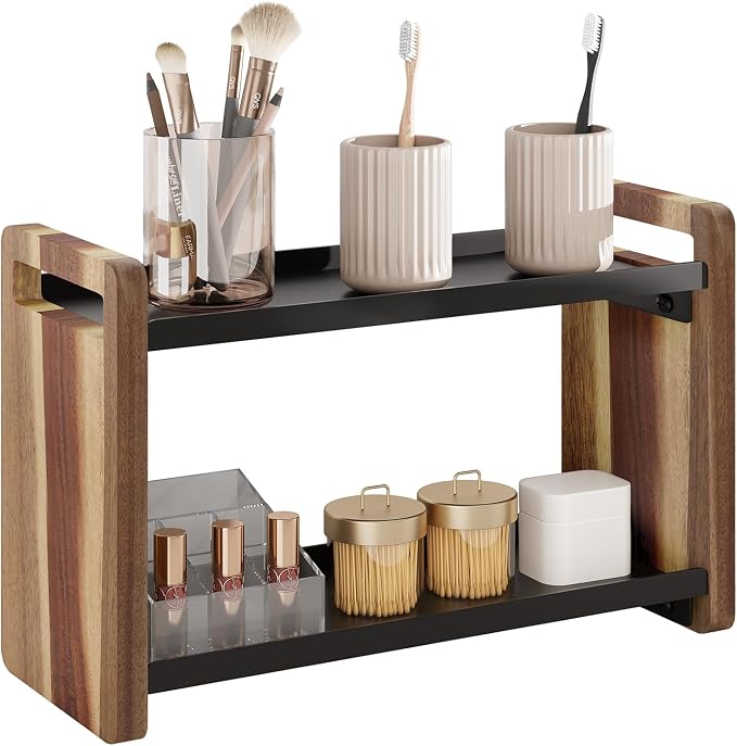 Bathroom Counter Organizer,Bathroom Counter Shelf,Bathroom Organizers,Under Sink Organizer,Cologne Organizer For Men,Cologne Cabinet,Father Day Gift for Dad(Acacia 2 Tier)