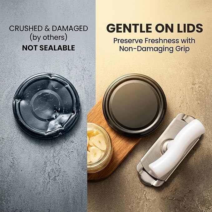 Jar Opener for Weak Hands, Adjustable Stainless Steel Jar Opener with Non-Slip Grip, Bottle Opener Lid Remover Kitchen Tool for Seniors Arthritis and Everyday Use (2, White)