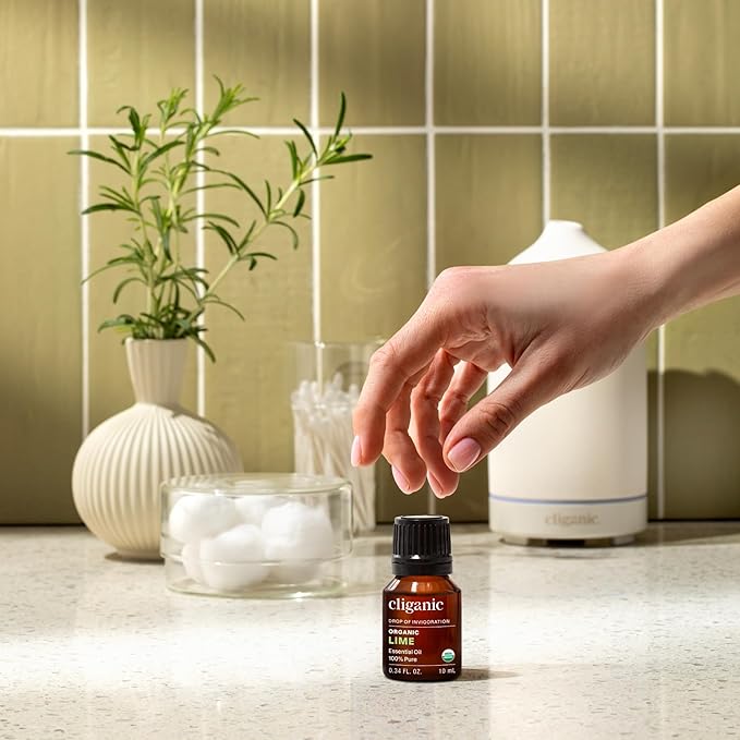 Cliganic Organic Lime Essential Oil for Hair, Skin, Aromatherapy - 100% Pure Natural Undiluted | Non-GMO Verified