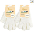 Evridwear Exfoliating Dual Texture Bath Gloves for Shower, Spa, Massage and Body Scrubs, Dead Skin Cell Remover, Gloves with Hanging Loop (2 Pairs Light)