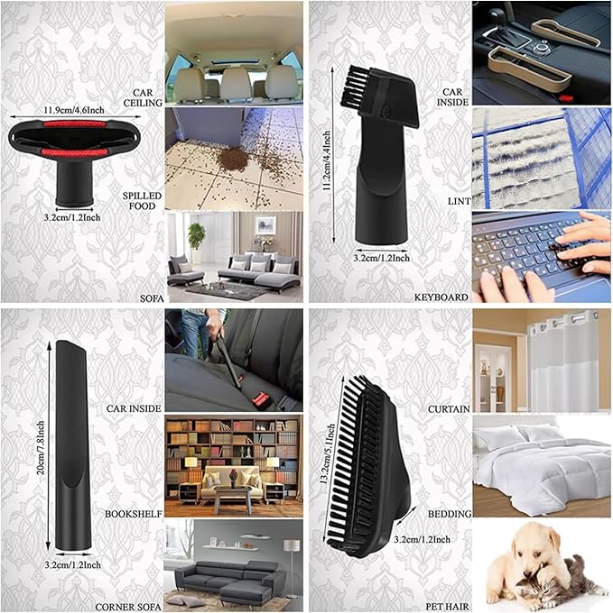 Household Cleaning Kit Attachments Vacuum Cleaner Accessories Universal Vacuum Hose Adapters Flexible Crevice Tool for Dryer Lint Vent Trap Cleaner