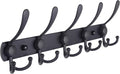 Dseap Coat Rack Wall Mounted - 5 Tri Hooks, Heavy Duty, Stainless Steel, Metal Coat Hook Rail for Coat Hat Towel Purse Robes Mudroom Bathroom Entryway,Black