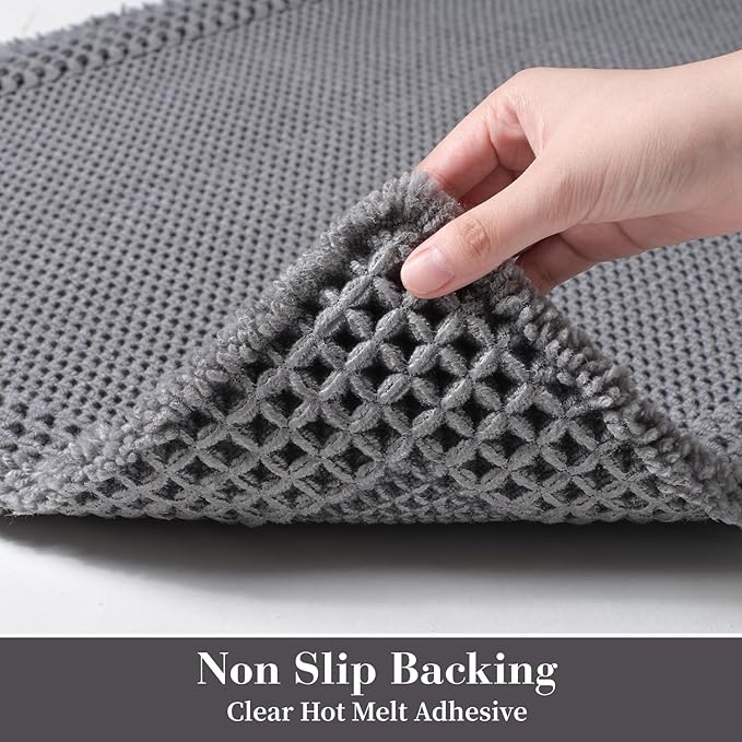RESARE Waffle Bathroom Runner Rugs, Super Absorbent Bath Mat Non Slip Washable Quick Dry, Upgraded Ultra Soft Boho Bath Rugs with Tassels, Farmhouse Home Decor Accessories, 2'x4'(24"x48") Dark Grey