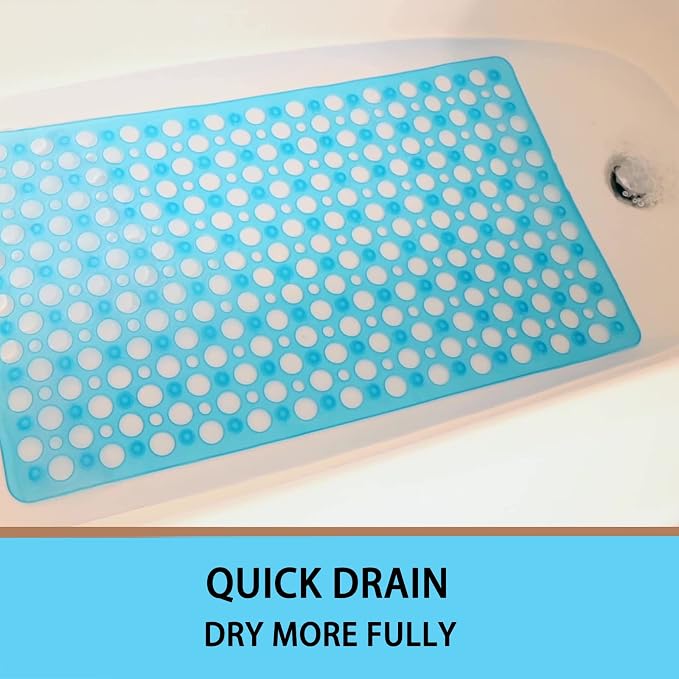 Bath Mat for Tub, 30 x 17 inch Non Slip Bathtub Mat Machine Washable Shower Mat with Suction Cups, Quick Drain Bathtub Mat for Bathroom