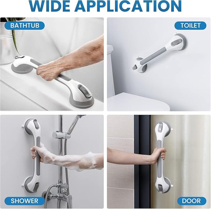 Suction Cup Grab Bar for Shower – Bathroom Safety Handle, Non-Slip Shower Handle for Elderly, Seniors & Handicap Support