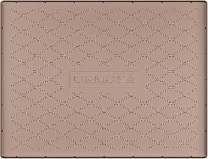 URMONA 28" x 19" Waterproof Silicone Mat in Multiple Sizes & Colors, Under Sink Mat for Kitchen & Bathroom, Pet Food Pad for Dogs & Cats, Kitchen Cabinet Liner, Multi-Purpose for Storage(Khaki)