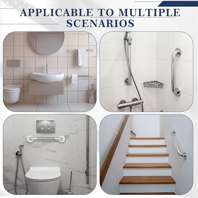 Zonon 3 Pcs Shower Grab Bar Set 30.3 Inch Flip-up Toilet Grab Bar with Paper Holder, 2 Pcs 16 Inch Stainless Steel Shower Handles for Elderly, Disabled, Pregnant Anti-Slip Safety Bathroom Handrails
