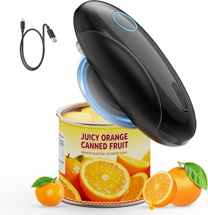 Electric Can Opener, Fast One-Touch Automatic Rechargeable Can Opener for Smooth Edge Safe Fast Opening, Fits All Cans, Hands-Free Operation, Amzwit Gift Ideal for Seniors Arthritis Kitchen Gadget