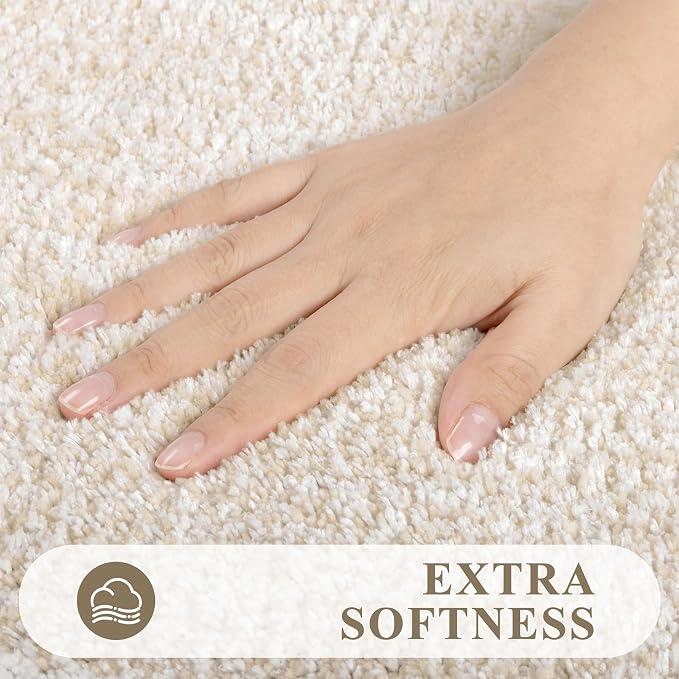 Pauwer Bathroom Rugs Sets 3 Piece Bathroom Shower Rugs with U-Shaped Contour Toilet Mat Absorbent Microfiber Plush Bath Mats Non Slip Bath Rugs Machine Washable Shaggy Bath Floor Mats, Light Beige