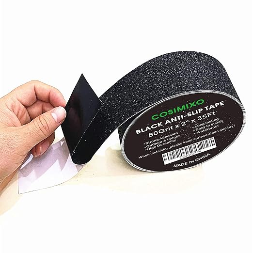 COSIMIXO 2" x 35Ft Heavy Duty Anti Slip Tape,Best 80grit Friction,Grip,Abrasive for Stairs Outdoor/Indoor Waterproof Grip Tape Safety Non Skid Tread Staircases Anti-Slip Traction Tape Black