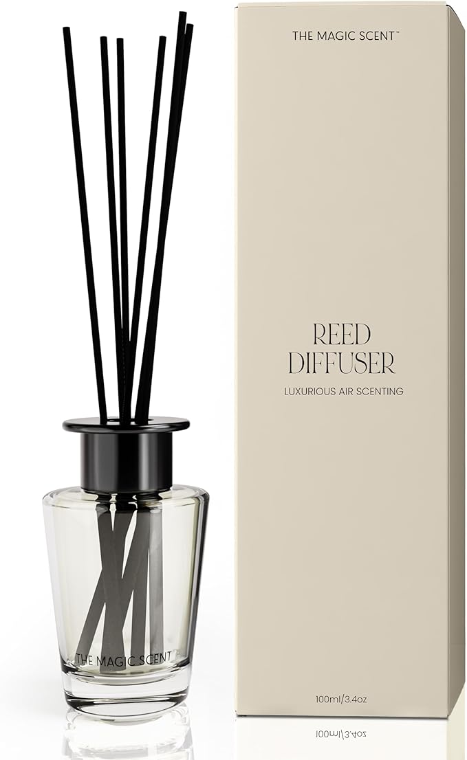 The Magic Scent Mahogany & Teakwood Reed Diffuser for Home - Luxury Scent Diffuser with Premium Fiber Reeds for Lasting Gentle Dispersal - Natural, Toxin-Free Aroma Inspired by Ambercrombie & Fitch