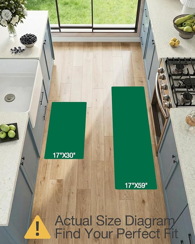 LUMI Anti-Fatigue Kitchen Floor Mats Set of 2,Cushioned Comfort Standing Rug Waterproof 2PCS, Non-Slip Ergonomic Foam Runner for Sink, Laundry, Office & Home,17x29+17x59,