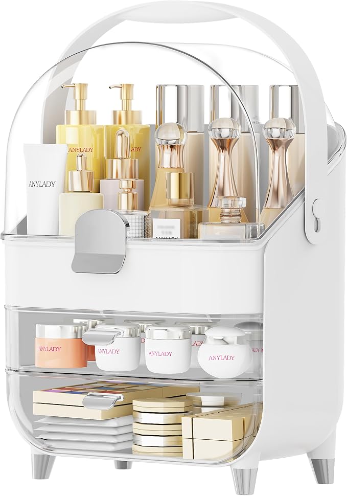Anylady Makeup Organizer Countertop, Skincare Holder Bathroom Counter Organizer, Storage Box Cosmetic Display Cases, Teen Girl Gifts Make up Organizers for Vanity, Dresser