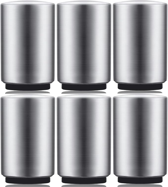 6 Pack Premium Beer Bottle Opener (Silver), Automatic Bottle Openers, Stainless Steel Push Down Beer Opener, No Damage to Bottle Cap, Portable Pop the Top Bottle Opener for Home Bars Camping Party