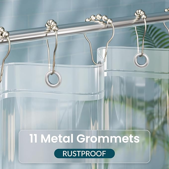 Titanker Plastic Shower Curtain Liner, Clear Shower Liner PEVA 66x72 Lightweight Waterproof Shower Curtains for Bathroom with Magnets and Rustproof Grommets