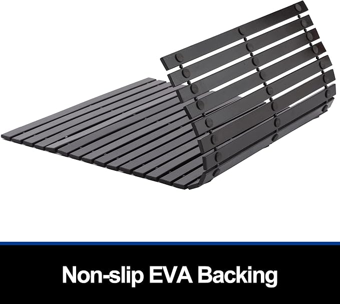 Bath Mat Bathroom Rugs Floor Wood Shower Bathtub Waterproof Non Slip Black Accessories 16x24 Inch Easy to Clean, 2 pcs
