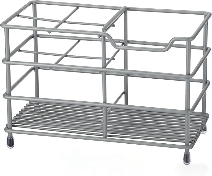Urbanstrive 304 Stainless Steel Bathroom Toothbrush Holder Toothpaste Holder Stand Bathroom Accessories Organizer (Grey, Large)