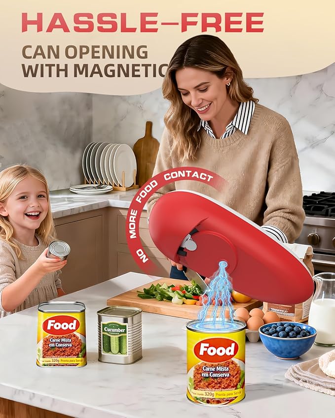 Rechargeable Can Opener Fits All Can Sizes with Extra Blade, Electric Can Openers for Kitchen Food Safe with Smooth Edge, Kitchen Gadgets Can Openers for Seniors, Arthritis and Chef