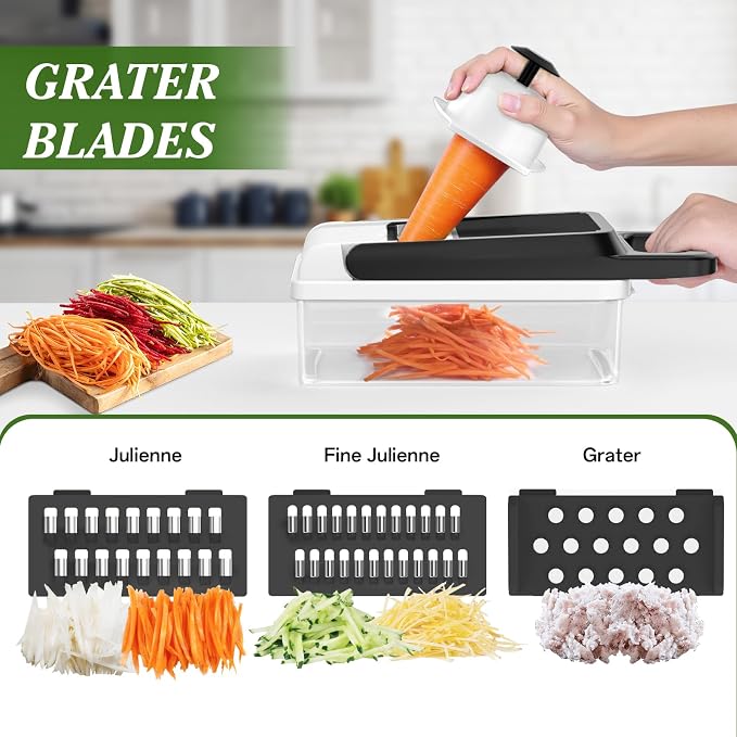 HomeHacks Vegetable Chopper Vegetable Cutter, 15 in 1 Kitchen Gadget, Dicer, Slicer, Onion Cutter, Salad, Cheese Grater & Egg Separator - Multi-Functional Veggie Chopper Lid with Handle (White)
