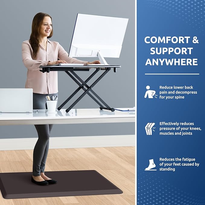 KitchenClouds Kitchen Mat Cushioned Anti Fatigue Rug 20"x32" Water Resistant, Non Slip, Standing and Comfort Desk/Floor Mats for House Sink Office (Chocolate)