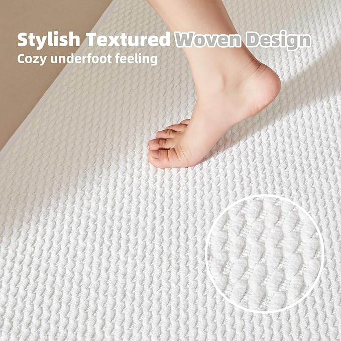 TYUU Toilet Rug, Thin Toilet Rugs U Shaped Washable Non Slip Absorbent Quick Dry Low Pile Toilet Mat, White 20"x24" U Shape