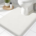 Smiry Memory Foam Toilet Rugs U-Shaped 24x20, Extra Soft Absorbent Non-Slip Contour Bathroom Rugs, Machine Washable Bath Mats for Toilet, Ivory White
