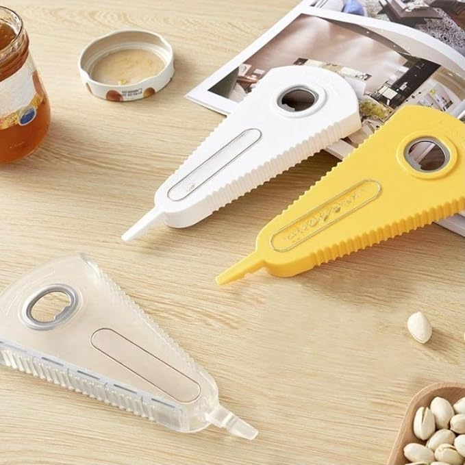Adjustable Bottle Opener for Tight Lids, Multi-Function Lid Remover for Jars and Cans, Non-Slip Manual Jar Opener, Kitchen Tool for Stuck Lids, 7.64"x3.54"x0.79" (White)