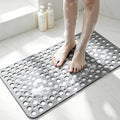 Tiamo TPE Bathtub Mat Non Slip Quick Dry Suction Cups Shower Mat | 35x16 inch long size, machine washable, gray, ideal for elderly, pregnant women, and kids, smooth surfaces only