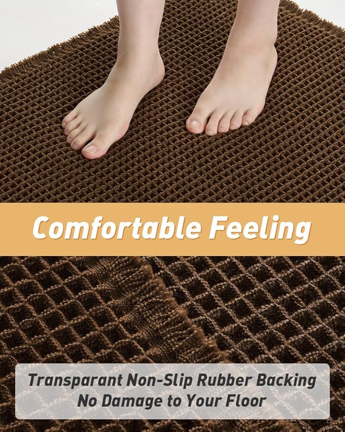 AMOAMI Upgraded Waffle Bath Mat, Super Absorbent Non Slip Bath Mats for Bathroom Floor, Machine Washable Bathroom Rugs with Tassels, Rubber Backed Bathroom Mats, Ultra Soft, 20" x 32",Terracotta