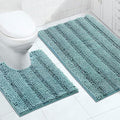 Turquoize Chenille Bathroom Rugs Set Non-Slip Bath Mats for Bathroom Super Absorbent Shaggy Rugs for Tub Shower Toilet Plush Bath Rug Plus U Contour Rug (Oversized: 24" x 36" and 20" x 24" U), Aqua
