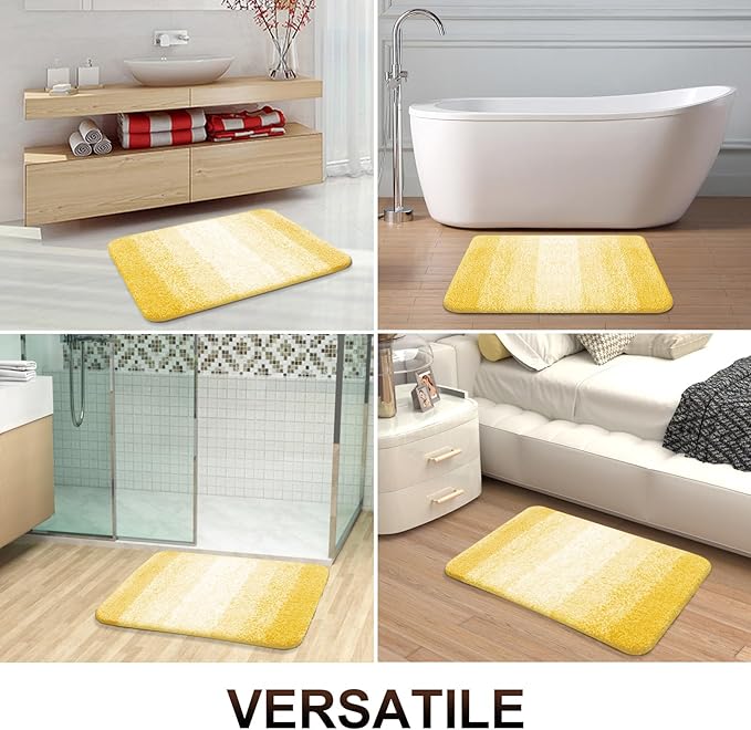 OLANLY Large Bathroom Rugs Mat 54x24, Extra Soft Absorbent Microfiber Bath Rugs, Rubber Backing, Quick Dry, Machine Washable Bath Mat for Bathroom Floor, Tub and Shower, Home Decor Accessories, Yellow