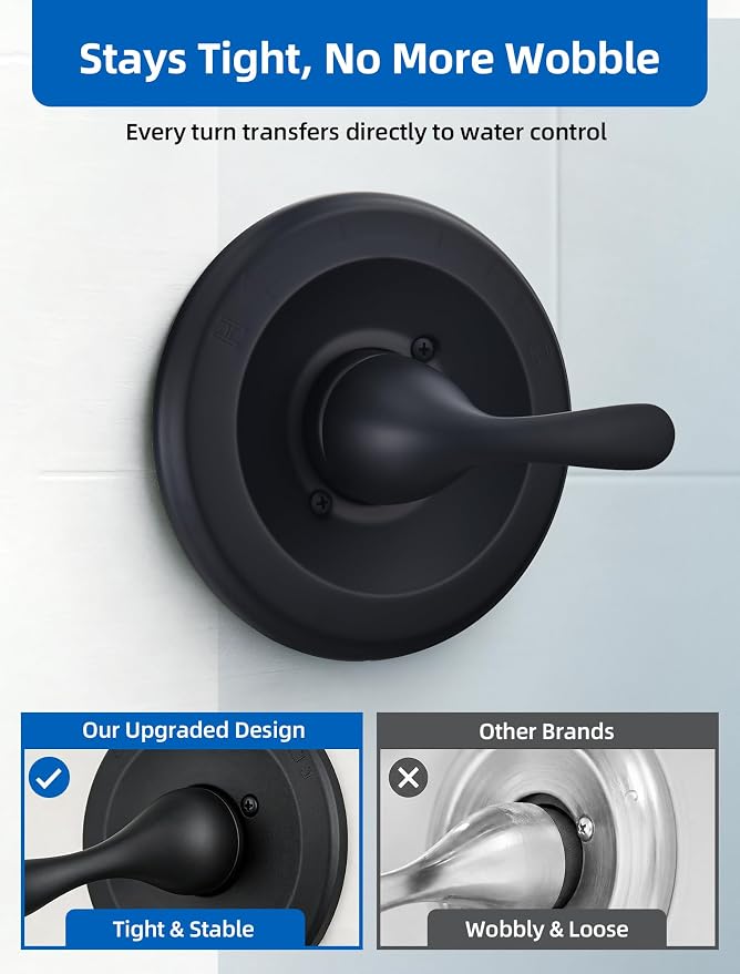 RP48717 Shower Handle Kit Replacement for Delta 13 14 1300 1400 Series, Shower Knob Replacement, Matte Black Lever