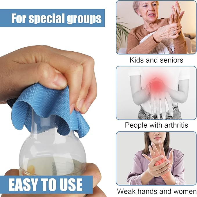 LUTER 4pcs Jar Opener, Rubber, Multi-function Silicone Bottle Opener for Seniors with Weak Hands Lid Cap Gripper Pads Kitchen Coasters Gadgets(Light Blue, Green)