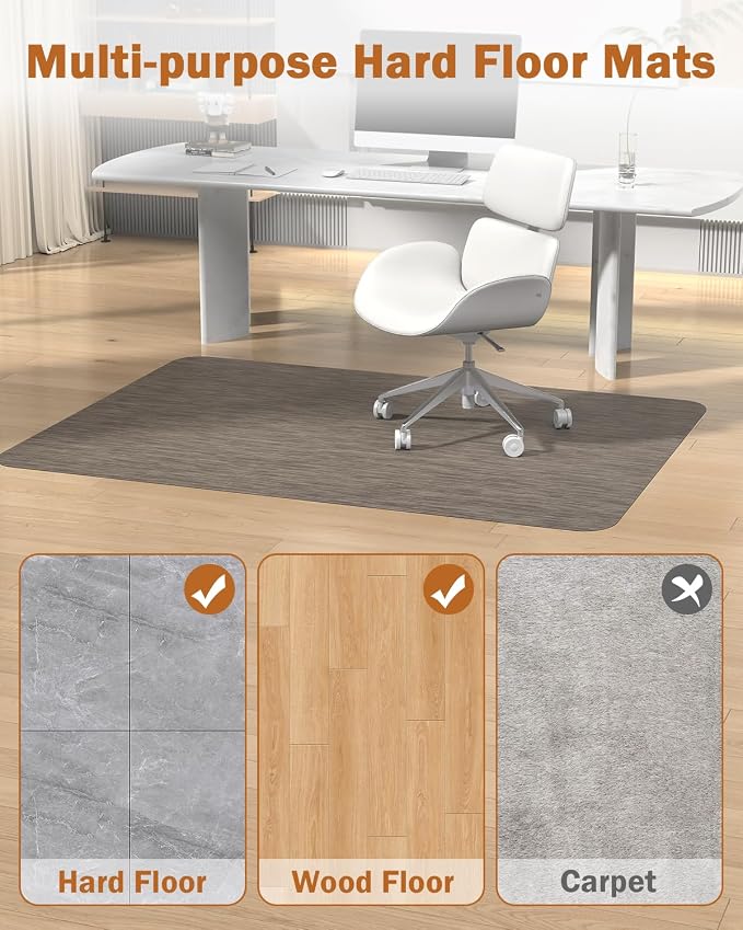 Blvornl Office Chair Mat for Hardwood Floor, 45"*53.1" Desk Computer Chair Mat for Hard Wood, Large Anti-Slip Hard Floor Protector Rolling Chair Mat, PVC Mat Desk Rug for Office and Home Dark Brown
