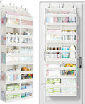 Yecaye 5-Tier Over The Door Organizer Dual-Column, 80lbs Load Extra Large Over the Door Storage of 10 Compartments, Heavy Duty Door Organizer Hanging for Dorm Bathroom Pantry, Cream White 2 Pack