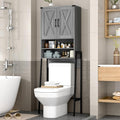 Vabches Over The Toilet Storage Cabinet, Farmhouse Over Toilet Storage Cabinet, Metal Frame with 2 Barn Doors, Home Space-Saving Toilet Rack for Bathroom, Toilet, Laundry Room.