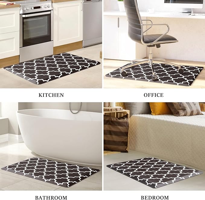 WISELIFE Anti Fatigue Floor Mat - 4/5 Inch Thick Kitchen Mat Non Slip Waterproof Heavy Duty Ergonomic Comfort Mat Durable for Home, Office, Sink, Laundry,(22" x 36", Chocolate)