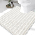 Smiry Bathroom Toilet Rugs U Shaped 24x20, Extra Soft Absorbent Non Slip Rubber Backing Chenille Contour Bath Rugs for Toilet, Machine Washable Contoured Bath Mats, Ivory