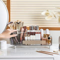 Booklov Rotating Makeup Organizer for Vanity, Large Capacity Cosmetic Display Case, Clear Acrylic Countertop Beauty Storage Holder for Skincare, Brush Eyeliner Lipstick, Counter Table, Crystal Black